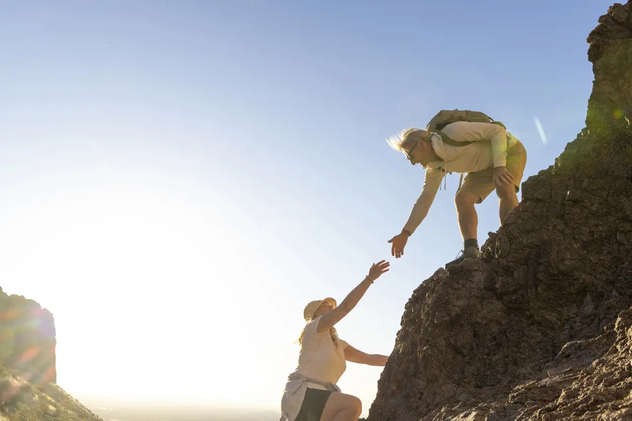 Older couple enjoying hiking together